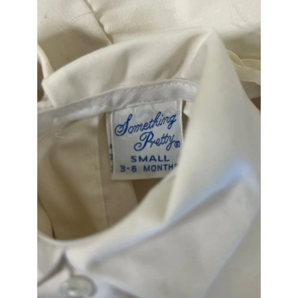 Baby Christening Outfit Romper Bonnet White Bear Embroidery 3-6‎ Months